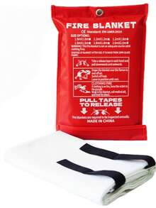 1件/2件装防火毯 - 应急阻燃毯，39.37英寸 x 39.37英寸 - 玻璃纤维灭火毯，适用于厨房、家庭、学校、壁炉、烧烤架、车辆、办公室和仓库，带挂钩