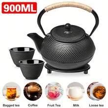 Teapot Set Japanese Cast Iron Kettle Cups Tea Pot - Black - View 9
