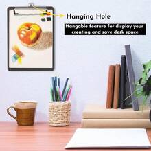 2 PCS Clip Boards 8.5x11,Black Plastic Clipboard With Pen Holder,Standard Letter Size A4,Heavy Duty,Hanging Clipboards For Women  Teacher, Schoolsss Office Home Supplies - Black - 查看 7
