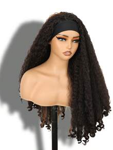 DZfirst Tóc giả mềm mại, xoăn nhẹ, dài 22-30 inch, kiểu tóc Afro Puff kèm băng đô, tóc tết ombre nâu, đuôi tóc xoăn co giãn độc đáo, chất liệu tổng hợp. - Nhiều màu - Xem 8