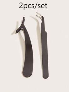 2pcs/Set False Eyelash Transplant Tweezers For Grafting, Black Straight Pointed Single Cluster False Eyelash Extension Tweezers, Stainless Steel Eyelash Clip, False Eye Black, Eyelash Clip, Eyebrow Tweezers, Makeup, Cheap, Room Decoration, Dresser, Travel, Bedroom, Makeup Accessories, Tweezers, Cheap Makeup, Makeup Tools, Cheap Things, Gifts, Female Gifts, Christmas Gifts - Black - View 10