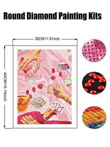 Pink Diamond Art Kits For Adults Beginner,DIY Modern Diamond Painting 5D Round Full Drill Diamond Dots Gem Art Crafts With Tools,Funny Crafts For Home Wall Decor&Gift- - Multicolor - View 4