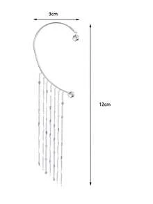 1件长流苏耳夹耳环，环绕式假耳环，银色/金色，适合女士右耳佩戴，适合女士派对和节日场合佩戴。 - 流蘇 - 查看 6