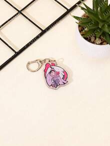 1pc Acrylic Cute Cartoon Heart-Shaped Anime Theme Keychain Pendant, Backpack Decoration/Bag Accessory/Schoolbag Accessory/Wallet Pendant, Gift For Friends - Multicolor - View 19