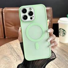 Funda Translúcida Mate Para Magsafe Para iPhone 16 15 Pro 14 13 12 11 Pro Max Cubierta de Carga Inalámbrica Magnética Protección de Lente - Verde Oscuro - Ver 8