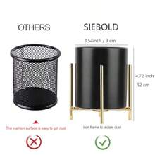 MX  Sturdy Pen Holder Simple And Elegant For Desk Matte Pencil Holder Ceramic Cute Desktop Organizer Brush Holder Cup Black And Gold Plated - Black Gold - View 5