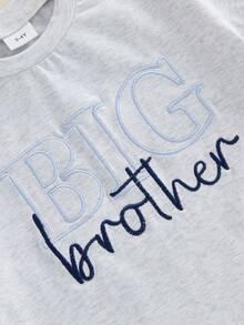 Camisetas casuales de manga corta para bebés y niñas, camisetas bordadas para hermanos mayores y hermanas mayores, camisetas sueltas a juego para hermanos, ropa de verano - Azul - Ver 7