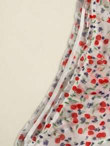 5条装女士网纱内裤，带蝴蝶结和荷叶边装饰，水果图案，半透明，柔软舒适女士内衣 - 彩色 - 查看 6