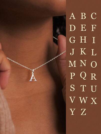 S925纯银字母项链，14K镀金，可定制26个A-Z字母吊坠，优雅珠宝，情人节礼物，女士之选