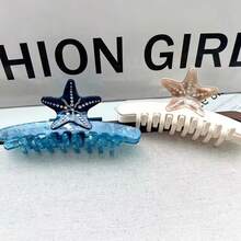 Pinzas para el cabello con garra de estrella de mar. Estilo de verano único e casual. Acetato, hecho a mano. Alta calidad. Moda: moda. OWI8 - Azul - Ver 6