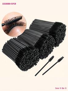 400pcs/Pack Disposable Black Eyelash Mascara Brushes, Eyebrow Brushes, Mini Makeup Tools - Eyebrow Brush, Eyeshadow Brush, Spiral Brush, 10-400pcs/Pack - Black - View 2