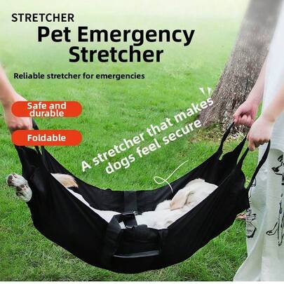 1pc Pet Emergency Stretcher For Injured Dogs And Small Animals, Foldable Portable Pet Rescue Carrier, Polyester Soft-Sided Pet Sling For Large Pets, Supportive Animal Transport Hammock