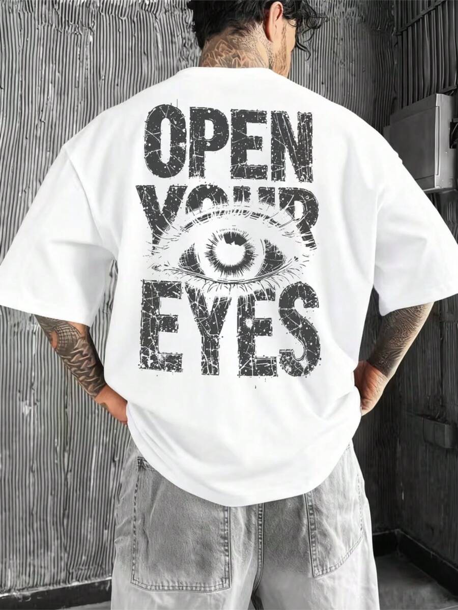 Camiseta Open Your Eyes Olho Camisa Blusa Unissex Masculino Feminino 100% Algodão Top Premium Street Wear Lançamento Envio Imediato Varias Cores!! - Branco - Visão 1