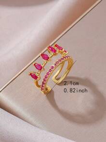 Elegant Crown Crystal Open Ring - Women's Gold-Tone Stackable Ring | Sparkling Personalized Jewelry Suitable For Brunch And Night Out