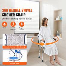 Silla de ducha giratoria 360 grados, asiento de ducha ajustable con brazos pivotantes para duchas o bañeras interiores, silla de ducha de bañera giratoria antideslizante para personas mayores con discapacidad heridas, capacidad de 400LBS - Azul - Ver 2