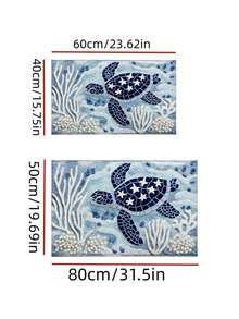 1pc Sea Turtle Pattern Anti-Slip Bath Mat - Faux Sherpa Material, Blue & White Ocean Design, Machine Washable, Suitable For Bathroom, Kitchen And Holiday Decor, Ideal Gift, Bathroom Rug - Multicolor - View 7