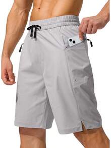 Men's Swim Trunks Quick Dry Board Shorts With Zipper Pockets Beach Shorts Bathing Suits Men - No Mesh Liner - 淺灰色 - 查看 12