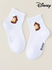 Disney 1/5 Đôi tất bé gái mùa xuân/hè dễ thương họa tiết hoa nhún bèo, thoáng khí và thoải mái, thích hợp mặc hàng ngày, ngày Valentine, ngày Quốc tế Phụ nữ. Tất trẻ em họa tiết nhân vật hoạt hình, tất mỏng thân thiện với da dành cho bé gái. - màu đen - Xem 7