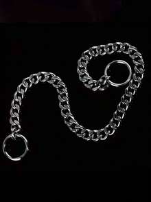 不锈钢狗项圈，狗牵引项圈，可调节金属P型链狗项圈，宠物训练牵引绳，可存放于车内的便携式狗项圈。 - 銀色 - 查看 3