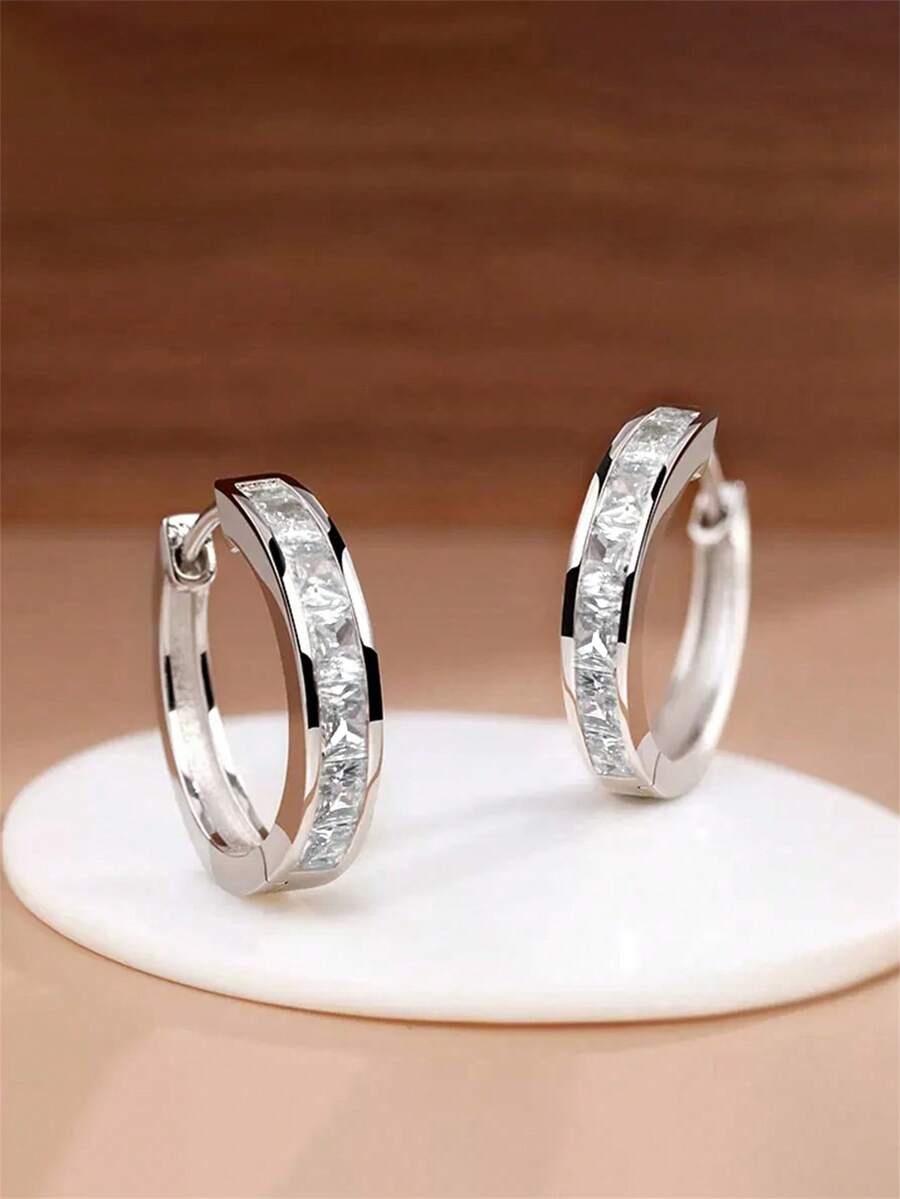 1 Par de Brincos de Zircônia Cúbica da Moda, Presente de Joias para Mulheres em Aniversário de Casamento, Festa de Noivado, Dia dos Namorados