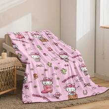 1pc Sanrio Cartoon Cute Hello Kitty Pattern Nap Blanket, Soft & Warm Blanket For Leisure, Camping, Travel, Versatile Use In Office, Living Room, Bedroom - Multicolor - View 8