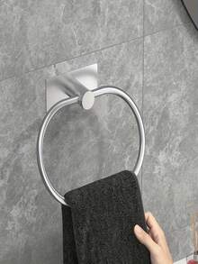 1/2pcs 180° Rotating Stainless Steel Towel Rack - No Drilling Wall Mounted Bathroom And Kitchen Storage Holder, Space-Saving Square Design Fits RV, Tile, Wood, Glass And Metal Surfaces, Bathroom Storage Rack | Modern Towel Rack | Durable Wall Mounting, Bathroom Towel Rack, Wall Mounted Storage, Space-Saving Solution, Minimalist Design, Modern Storage, Sturdy Wall Mounting, Rust-Resistant Material, Flip-Up Design, No-Drill Rack, Small Space Living Essentials - Multicolor - View 3