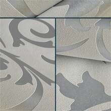 1 Roll 3D European Style Acanthus Leaf Wallpaper, Suitable For Bedroom, Living Room, TV Background, Non-Woven Flocking Wallpaper - Removable, Easy To Cut - Applicable For Living Room, Bedroom, Home Decor - Silver - View 5