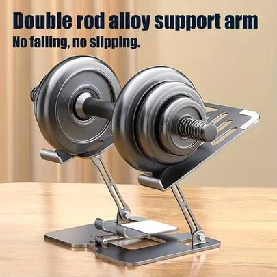 一体式二合一可调节高度笔记本电脑支架和人体工学桌垫 - 碳钢折叠设计，便携式增高散热支架，适用于家庭办公室，改善坐姿，缓解眼疲劳