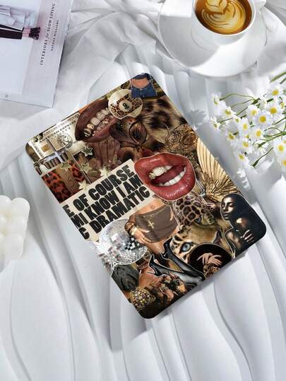 Funda protectora con función de suspensión/activación automática compatible con iPad Air4/5 10.9 pulgadas, iPad 7/8/9/10.2 pulgadas, iPad 10th Gen, Kindle Paperwhite 12th Gen 2024, Kindle (11th Generation) 2022 Release, Galaxy Tab S6 Lite 10.4 pulgadas. Diseño de patchwork marrón y mariposa negra.