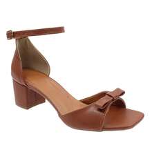 Calçados Feminino Flor de Romã Sandália Laço Napa Marrom Bloquinho - Marrom - Visão 2