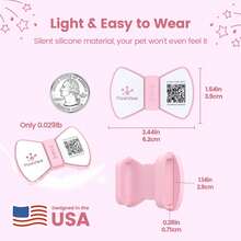 Pawview Silent Silicone Dog Name Tags Personalized For Pets With Bow Tie Style, Slide On Dog ID Tag With QR Code & NFC - Scan QR For Instant Location Alert, Emergency Contact,Pet Profile - 粉色 - 查看 3