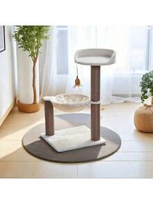 1pc Cat Climbing Frame, Cat Climbing Rack, Cat Entertainment Supplies, Durable, Non-Shedding, Warm Cat Tower With Jumping Platform And Sleeping Area, Multi-Layer Design, Comprehensive Cat Supplies, Small Cat Tree With Cat Toy, Natural Sisal Cat Scratch Board Provides Soft Habitat For Kittens And Adult Cats, Cat Scratch Board With Bed, Indoor Cat Tree Tower