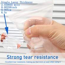 100 个 1 英寸至 15 英寸厚可重复密封塑料袋,重型 0.13 毫米/5.12 密耳双层厚度,可重复使用的密封礼品袋,珠宝包装,周年生日透明包装,多用途工具配件袋,节日礼品包装,衣物收纳,透明自粘袋,适用于运输、旅行、收纳、包装、礼品、生日、周年纪念、婚礼 - 透明加厚100Pcs - 查看 6