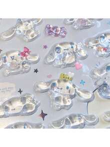 Y2K风格可重复使用透明水晶贴纸，图案包括可爱女孩、简约风、蝴蝶、动物等，适用于手机、笔记本电脑、水瓶、汽车、DIY手账等。 - 彩色 - 查看 6