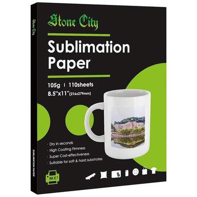 Stone City Sublimation Paper 8.5x11 Inch 110 Sheets 105g For Heat Transfer Light Fabric, T Shirt, Mug, Tumbler, Compatible With Inkjet Printer With Sublimation Ink
