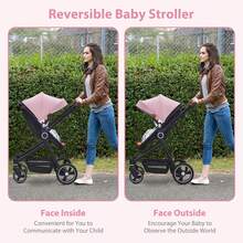 carriola de bebé 2 en 1 para niños pequeños, carriola de cuna con gran cesta de almacenamiento que absorbe los golpes para recién nacidos con soporte extraíble para tazas de asiento - Rosa - Ver 9