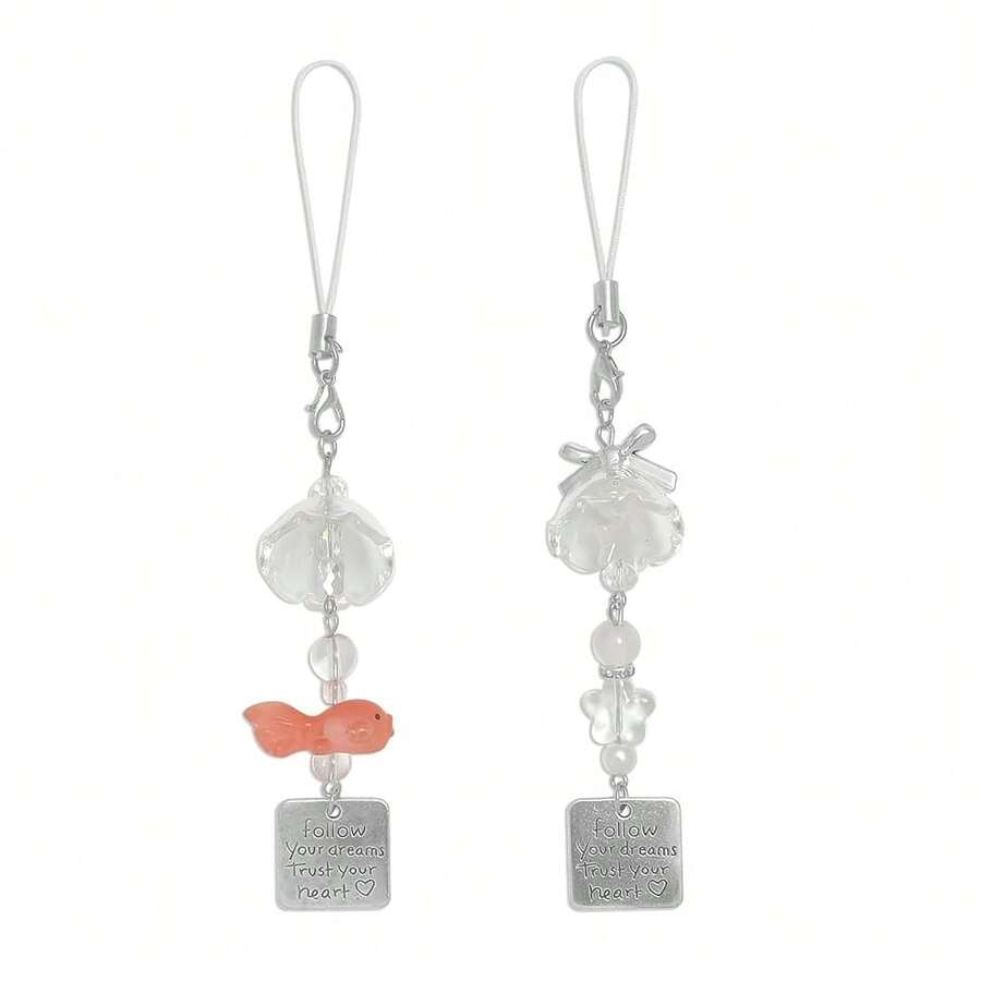 1-4PCS Cute Phone Charms Aesthetic Y2K Cell Phone Charms Strap Strawberry Butterfly Star PhoneCharm Y2K Accessories For Bag Keychain  Camera Pendants Decor - 花與魚 - 查看 1