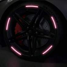 40pcs Reflective Car Wheel Stickers, Universal Size, Luminous Stripes, For Automotive Wheel Hub Decoration, Pink & Purple - Durable Paper Material - 40pc Car Reflective Wheel Stickers - View 5