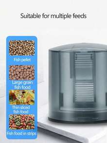 1pc Automatic Fish Feeder With Timer, Suitable For Goldfish, Turtles And Other Aquarium Pets - Black and White - View 5
