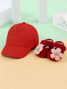 一套婴儿棒球帽和袜子，纯色可调节棒球帽，适合婴幼儿男女宝宝，休闲家居服 - 多色 - 查看 11