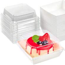 5/10/20 Peças Caixas de Sobremesa com Tampa Transparente, Adequadas para Alimentos Cozidos, Material de Papel Kraft à Prova de Óleo, Caixas de Papel Kraft Branco/Rosa para Assar, Ideal para Guardar Biscoitos, Macarons, Bolos, Sanduíches, Adequado para Casamentos, Festas, Ocasiões Especiais - Castanho - Visão 6