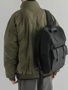 Abrigo de plumas para hombre invierno moda americana cuello alto grueso chaqueta piloto holgada abrigo casual de algodón - Verde militar - Ver 3