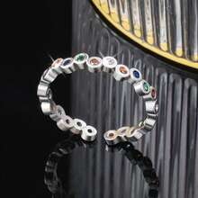 1pc Asymmetrical Design Minimalist 925 Sterling Silver Cubic Zirconia Geometric Round Ring, Women Daily, Date, Party, Gift - Silver - View 6