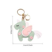 1pc New Dreamlike Winged Horse PU Leather Keychain, Cartoon Unicorn Shaped Car Key Chain Pendant, Colorful Bag Accessory Gift - Multicolor - View 3