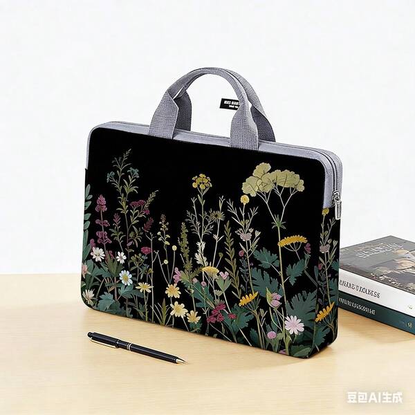 A Laptop Bag With A Floral Pattern Print, A 40cm*30cm Large Capacity Handbag Storage Bag, A Laptop Case, Suitable For Business, Suitable For The Office, Back To School, Teacher's Day Gift, Storage Bag.