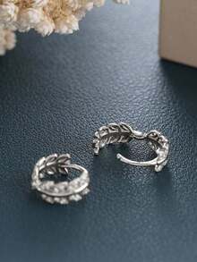 BALMORA 1 Pair Of S925 Sterling Silver Fashionable Elegant With Zirconia Autumn Wheat Earrings For Women Birthday Party Jewelry Daily Life Jewelry Gift - Silver - View 4