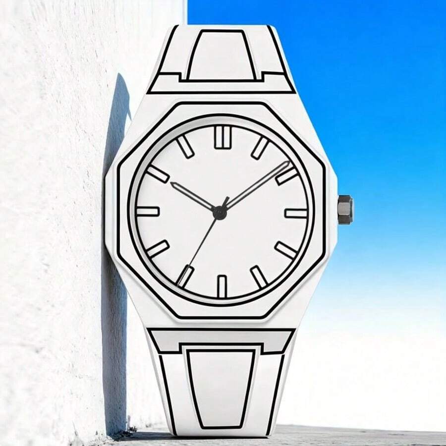 Đồng hồ thạch anh unisex, dây đeo màu trắng, thiết kế thể thao năng động, dây đeo có thể điều chỉnh, mặt tròn, phù hợp để đeo hàng ngày, làm quà tặng sinh nhật, dự tiệc và các buổi họp mặt ngày lễ, lựa chọn lý tưởng cho bản thân hoặc bạn bè (Không bao gồm hộp đồng hồ)