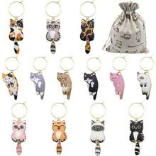 Christmas Wine Glass Charms/Markers/Identifiers/Tags For Stem Glasses For Wine Party Decorations Cat Themed Set - 13 件貓咪掛件 - 查看 1