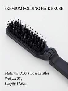 2-In-1 Folding Boar Bristle Hair Brush - Portable Travel Hairbrush With Scalp Massage, Compact Foldable Design For Smooth & Shiny Hair - 3公升 - 查看 3