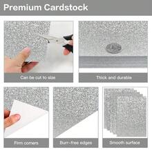 30 Sheets Silver Glitter Cardstock 8.5 X 11 Inches, Heavyweight 230gsm Premium Sparkling Card Stock Paper For Card MaFKing DIY Craft Party Decoration Schoolsss Student Supplies (Silver) - 銀色 - 查看 5